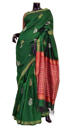 Manufacturers Exporters and Wholesale Suppliers of Parrot Green Brocade Saree Delhi Delhi